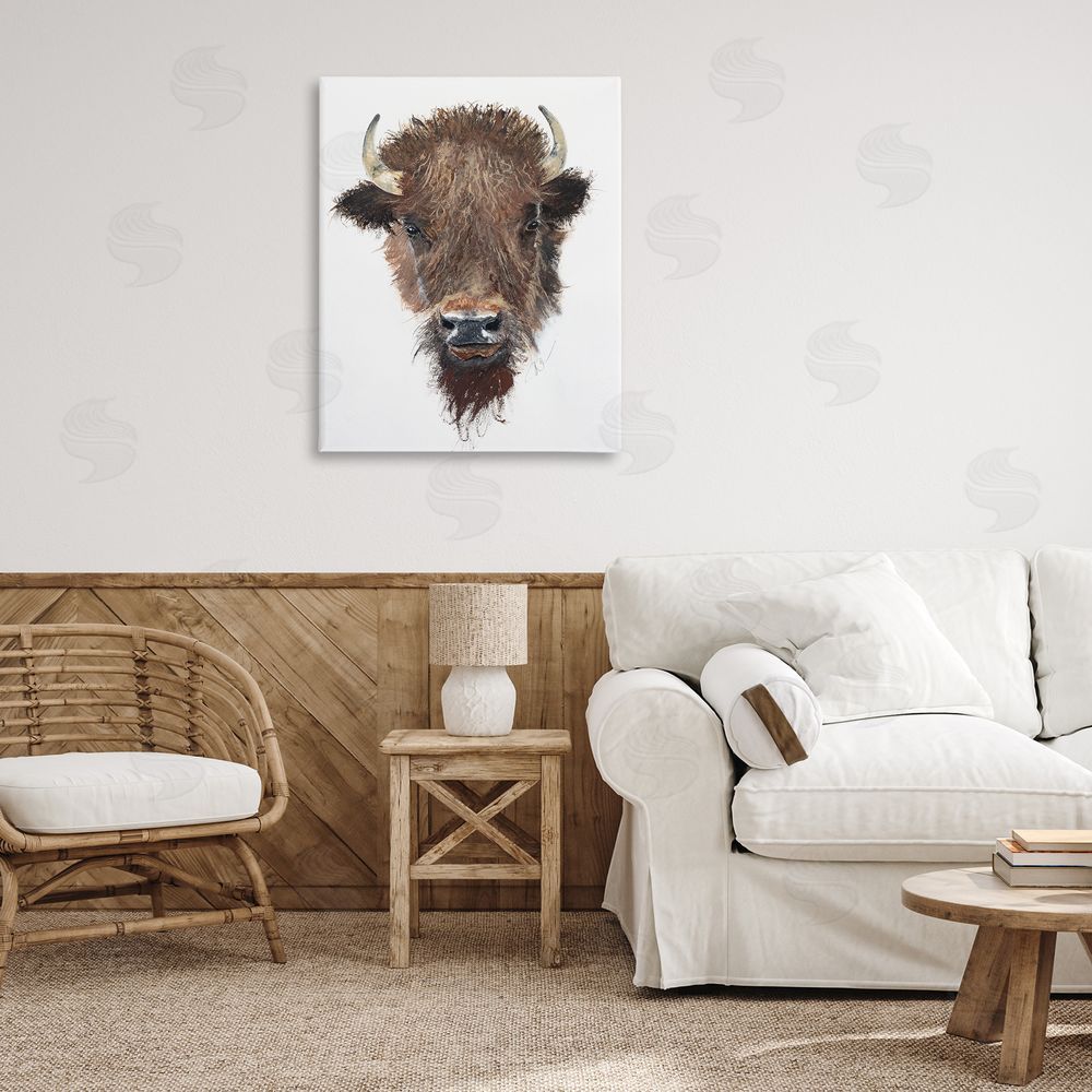 Filippo Ioco Western Bison Visage Canvas Wall Art Print in Room