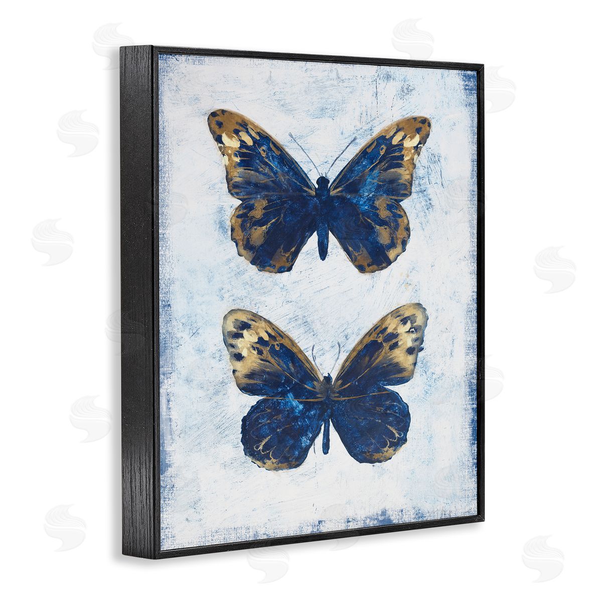 Filippo Ioco Gold & Blue Butterfly Black Framed Giclee Wall Art Print