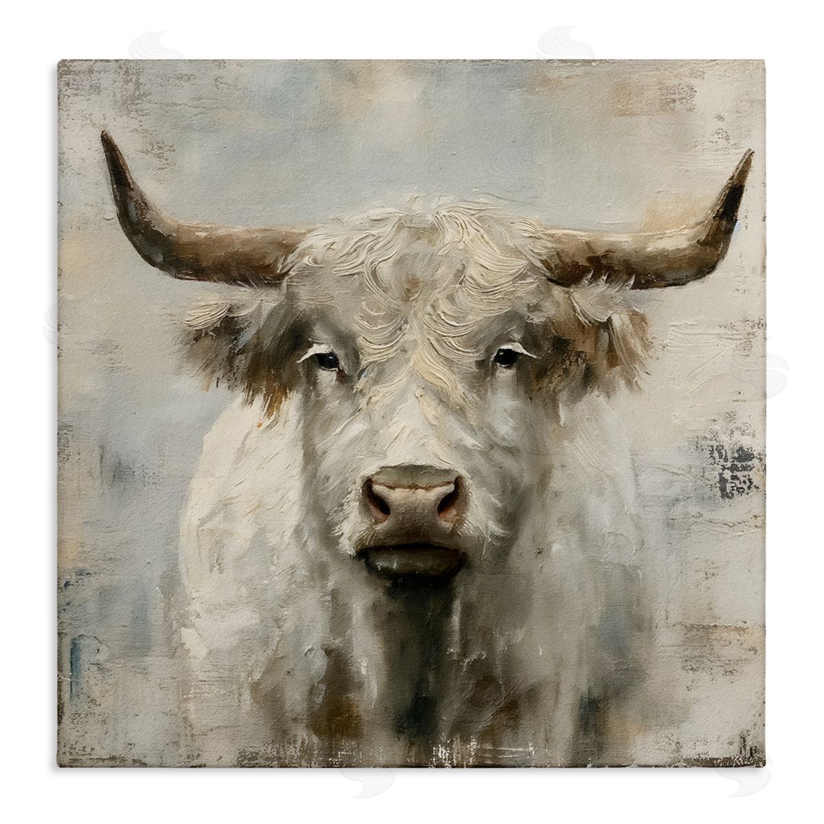 Steve Hunziker Fluffy Longhorn Cattle Canvas Wall Art Print