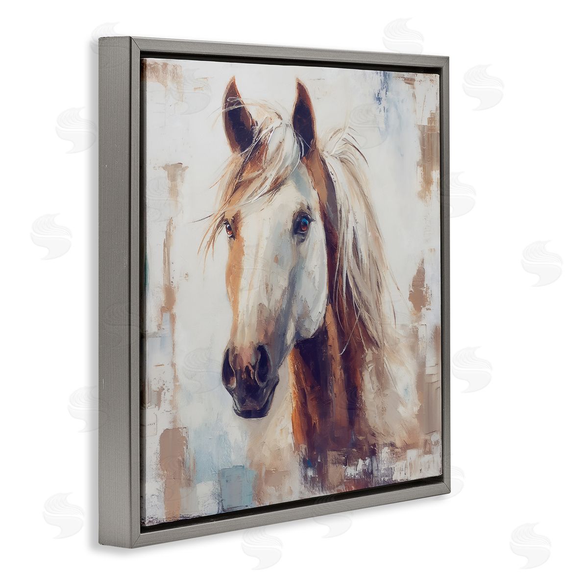 Steve Hunziker Rustic Horse Impression Gray Floating Frame Canvas Wall Art Print