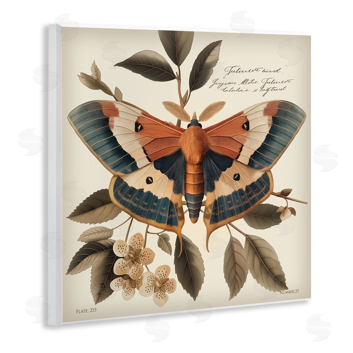 Steve Hunziker Enchanting Moth & Plant Wooden Wall Plaque Art Print