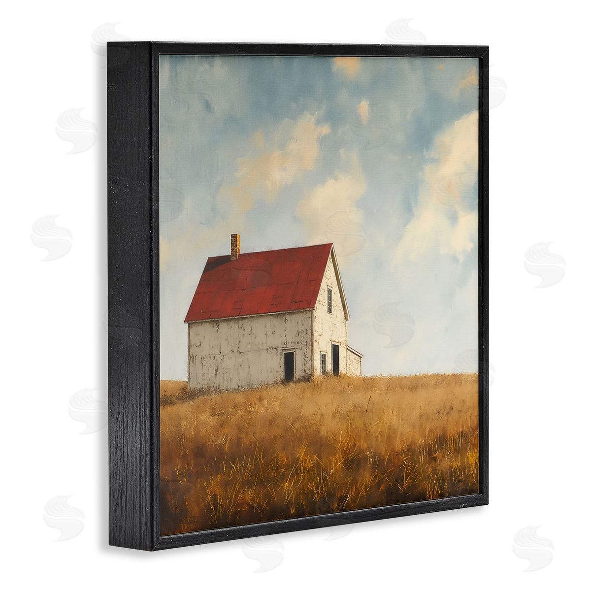 Steve Hunziker Barren Farmland Barn Black Framed Giclee Wall Art Print