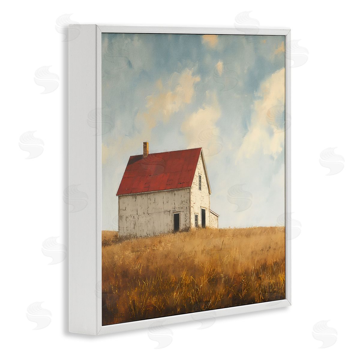Steve Hunziker Barren Farmland Barn White Framed Giclee Wall Art Print