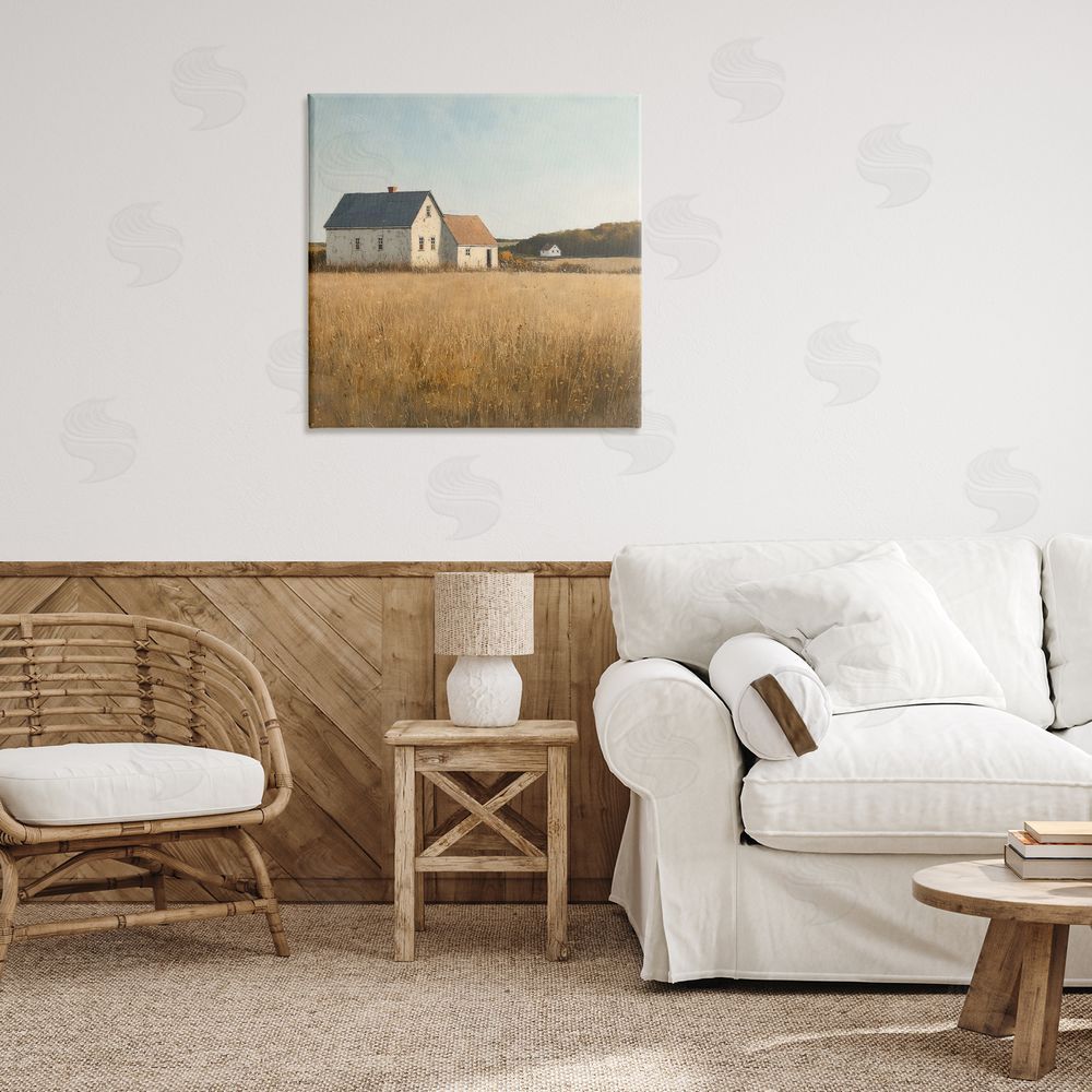 Steve Hunziker Clear Sky over Barn Canvas Wall Art Print in Room