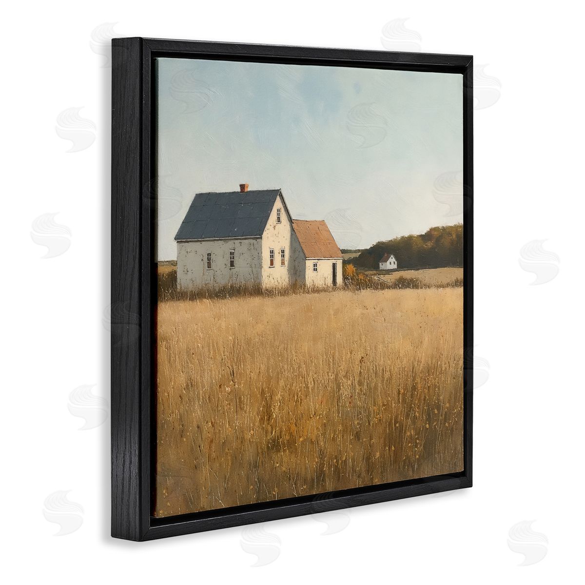 Steve Hunziker Clear Sky over Barn Black Floating Frame Canvas Wall Art Print