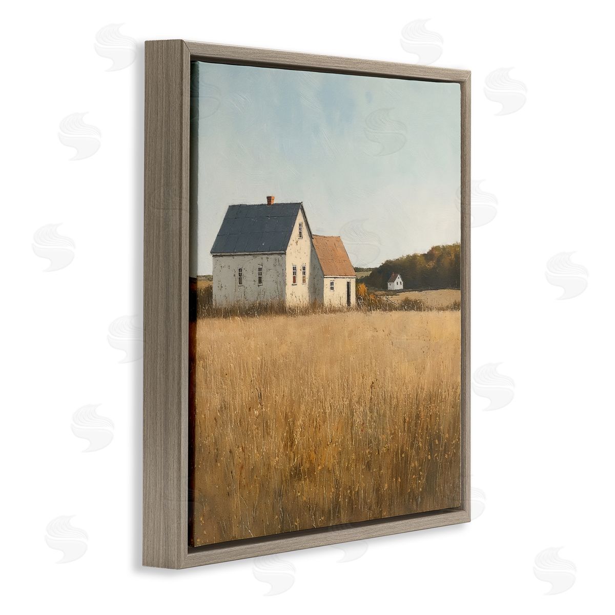 Steve Hunziker Clear Sky over Barn Brown Floating Frame Canvas Wall Art Print