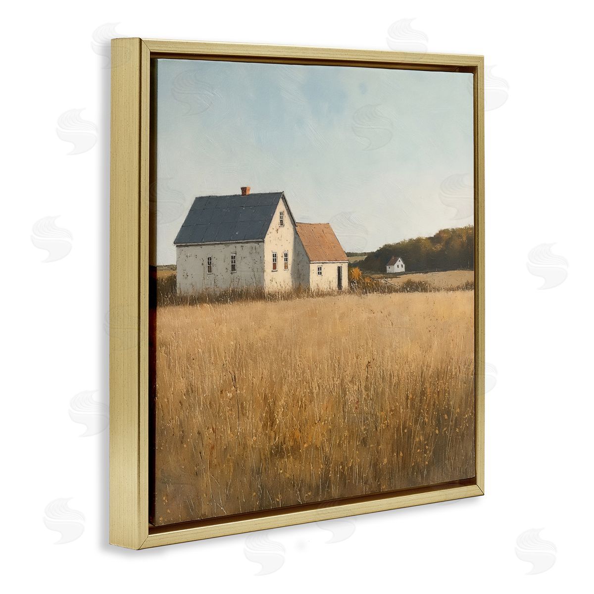 Steve Hunziker Clear Sky over Barn Gold Floating Frame Canvas Wall Art Print