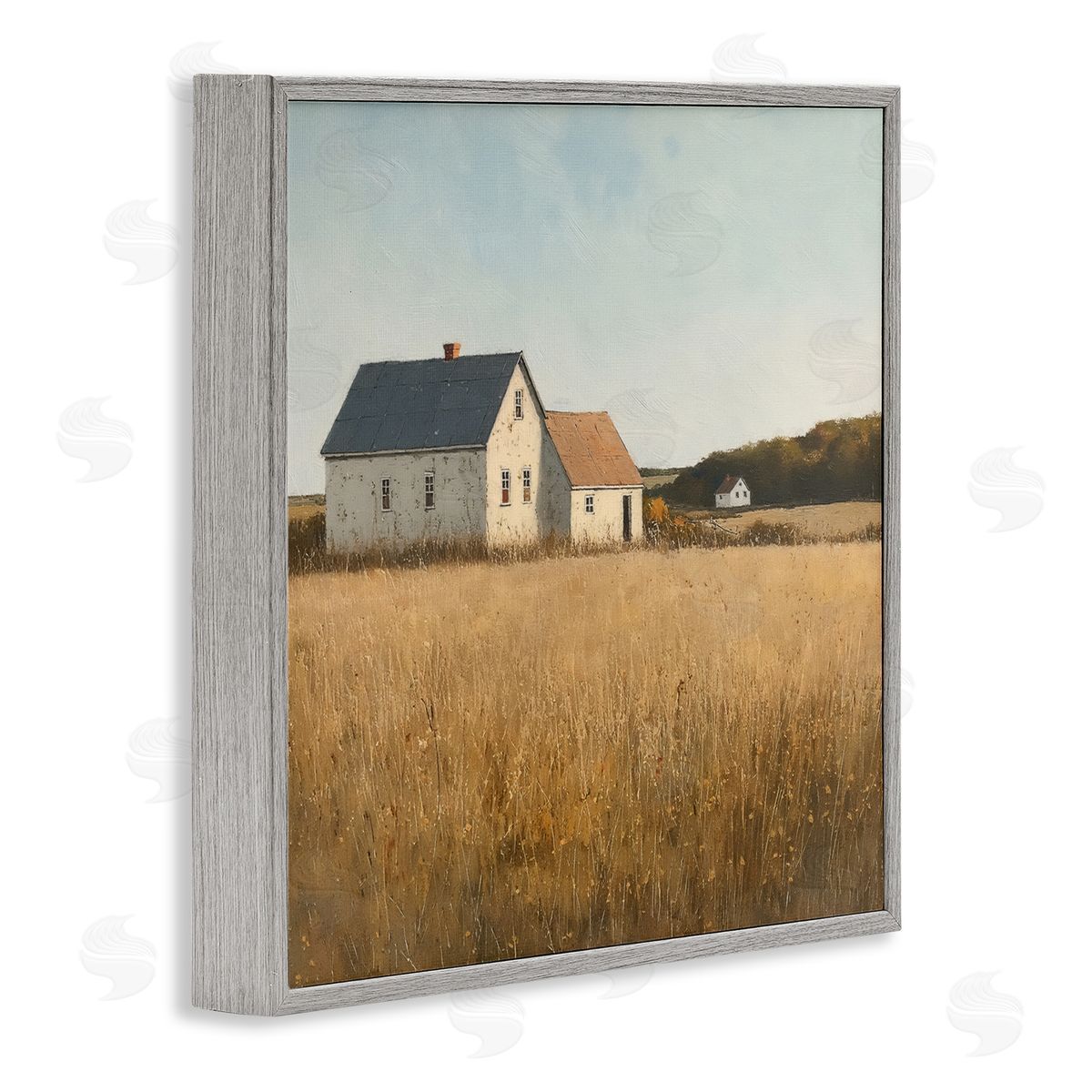 Steve Hunziker Clear Sky over Barn Gray Framed Giclee Wall Art Print