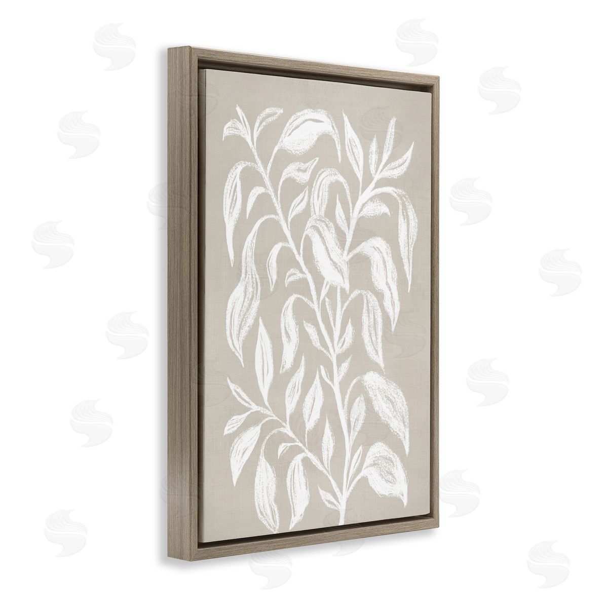 Martina Pavlova Chalk Sketch Botanicals Brown Floating Frame Canvas Wall Art Print