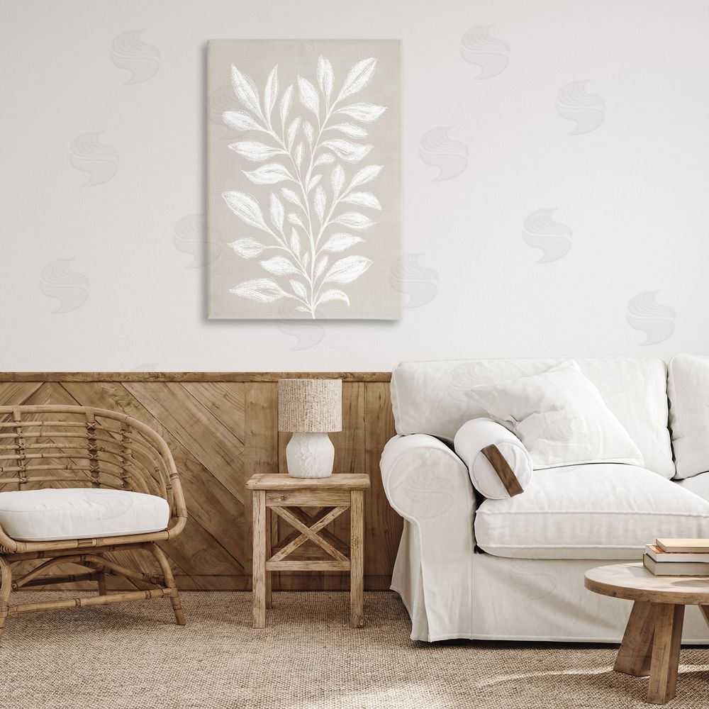 Martina Pavlova Chalk Sketch Leaves Canvas Wall Art Print in Room