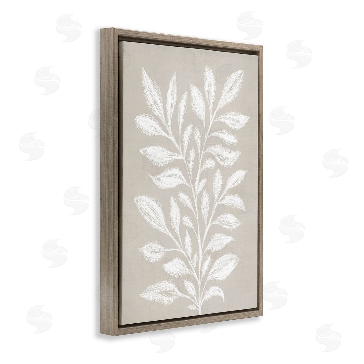 Martina Pavlova Chalk Sketch Leaves Brown Floating Frame Canvas Wall Art Print