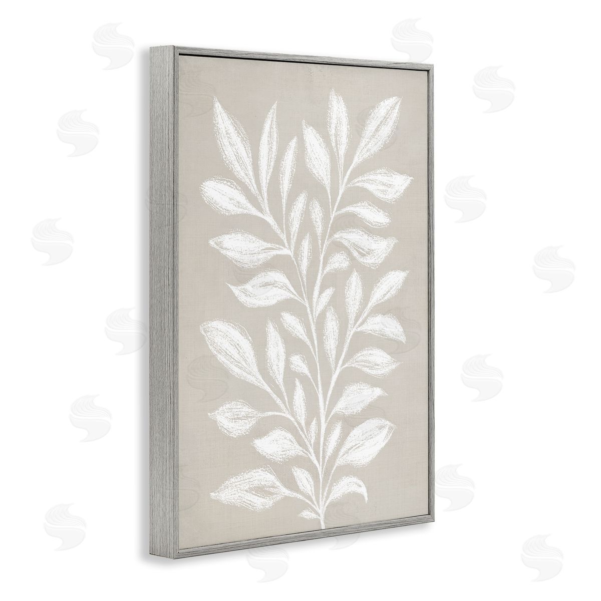 Martina Pavlova Chalk Sketch Leaves Gray Framed Giclee Wall Art Print