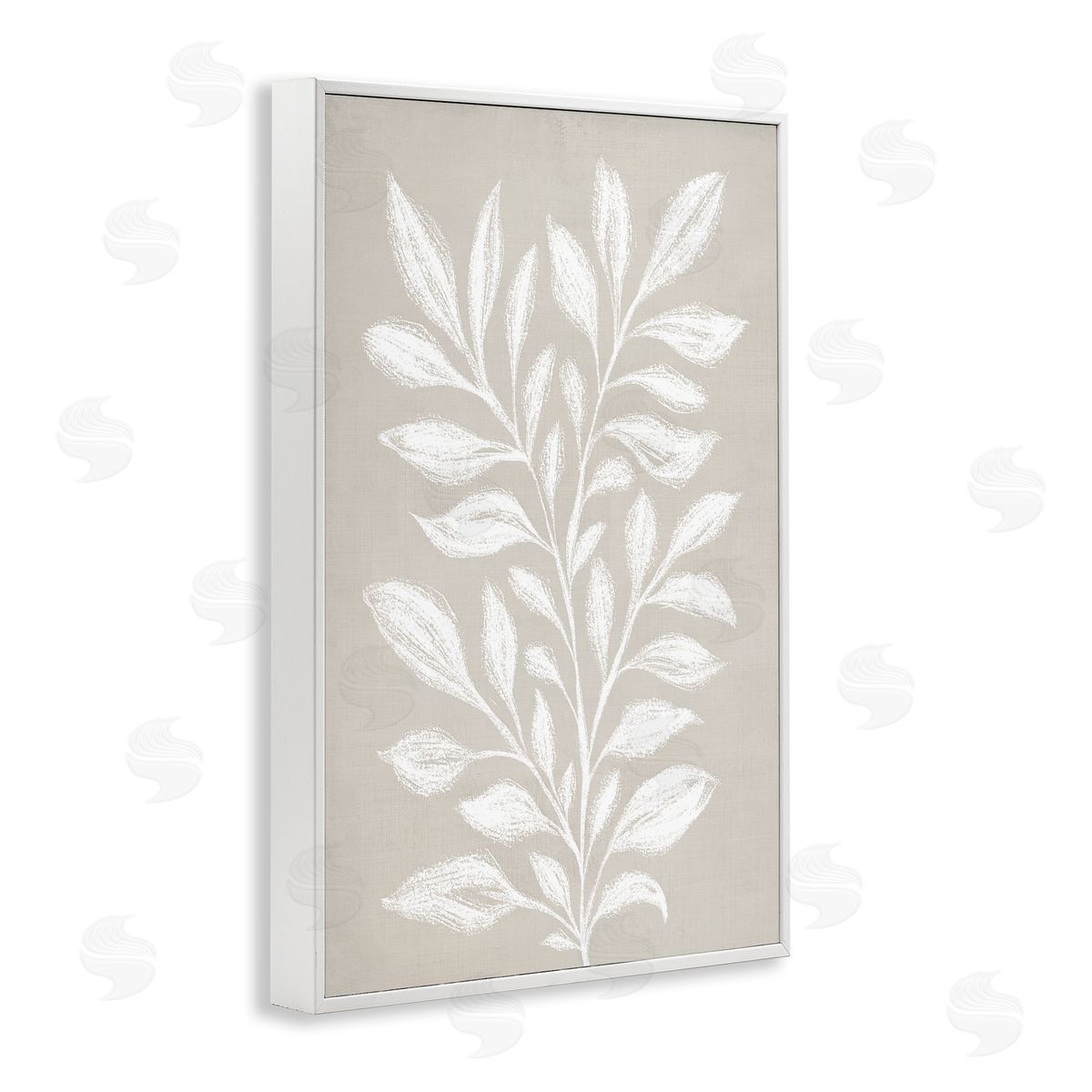 Martina Pavlova Chalk Sketch Leaves White Framed Giclee Wall Art Print