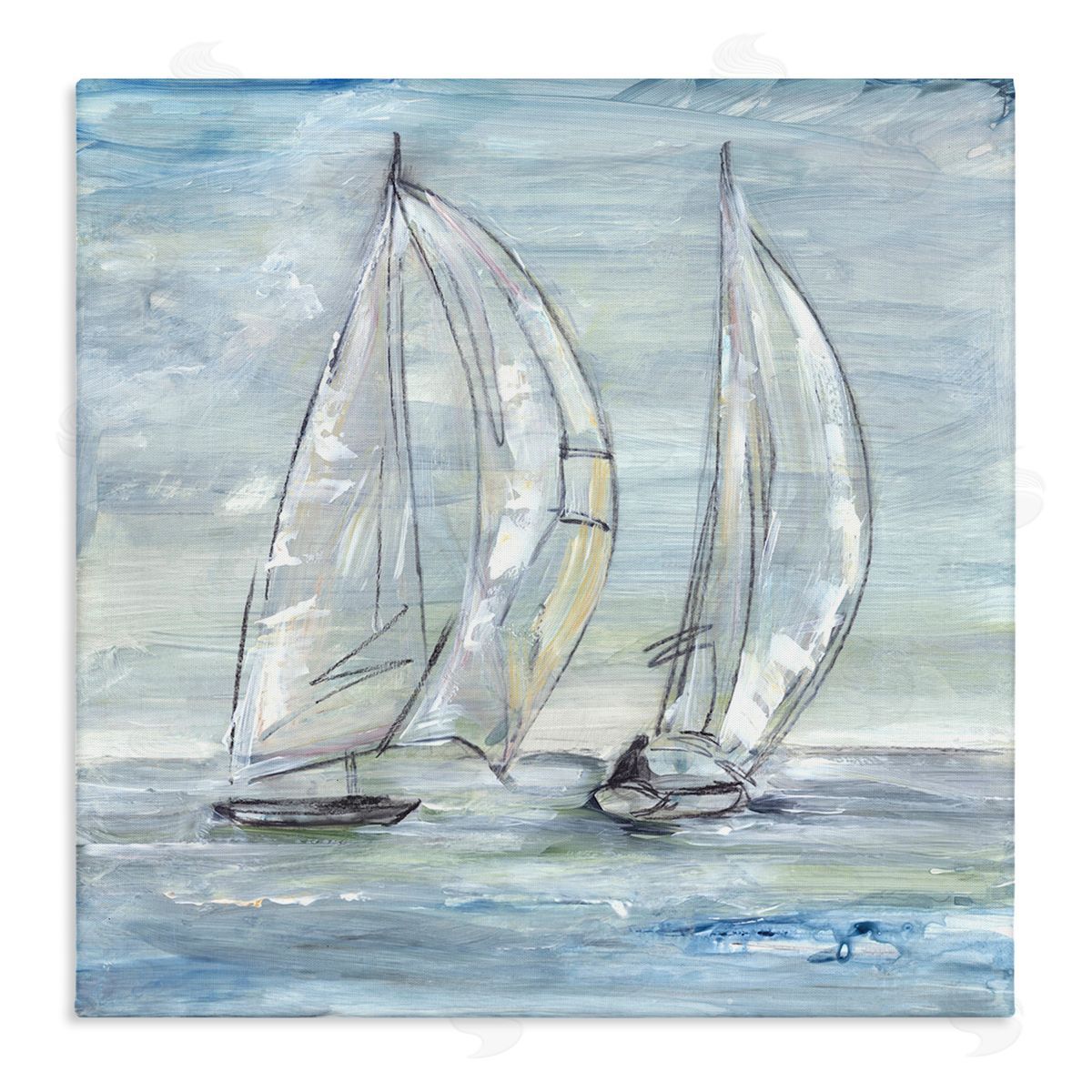 Lera Windswept Sailboat Duo Canvas Wall Art Print