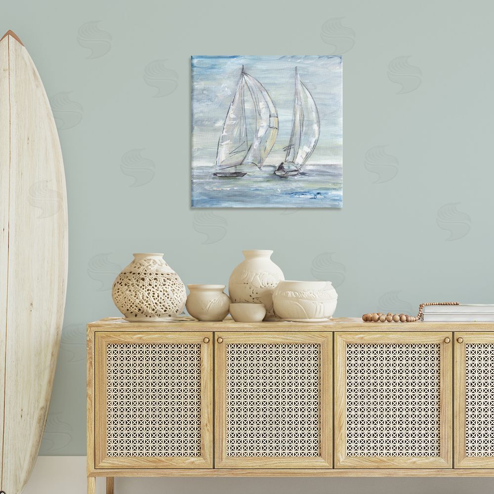 Lera Windswept Sailboat Duo Canvas Wall Art Print in Room