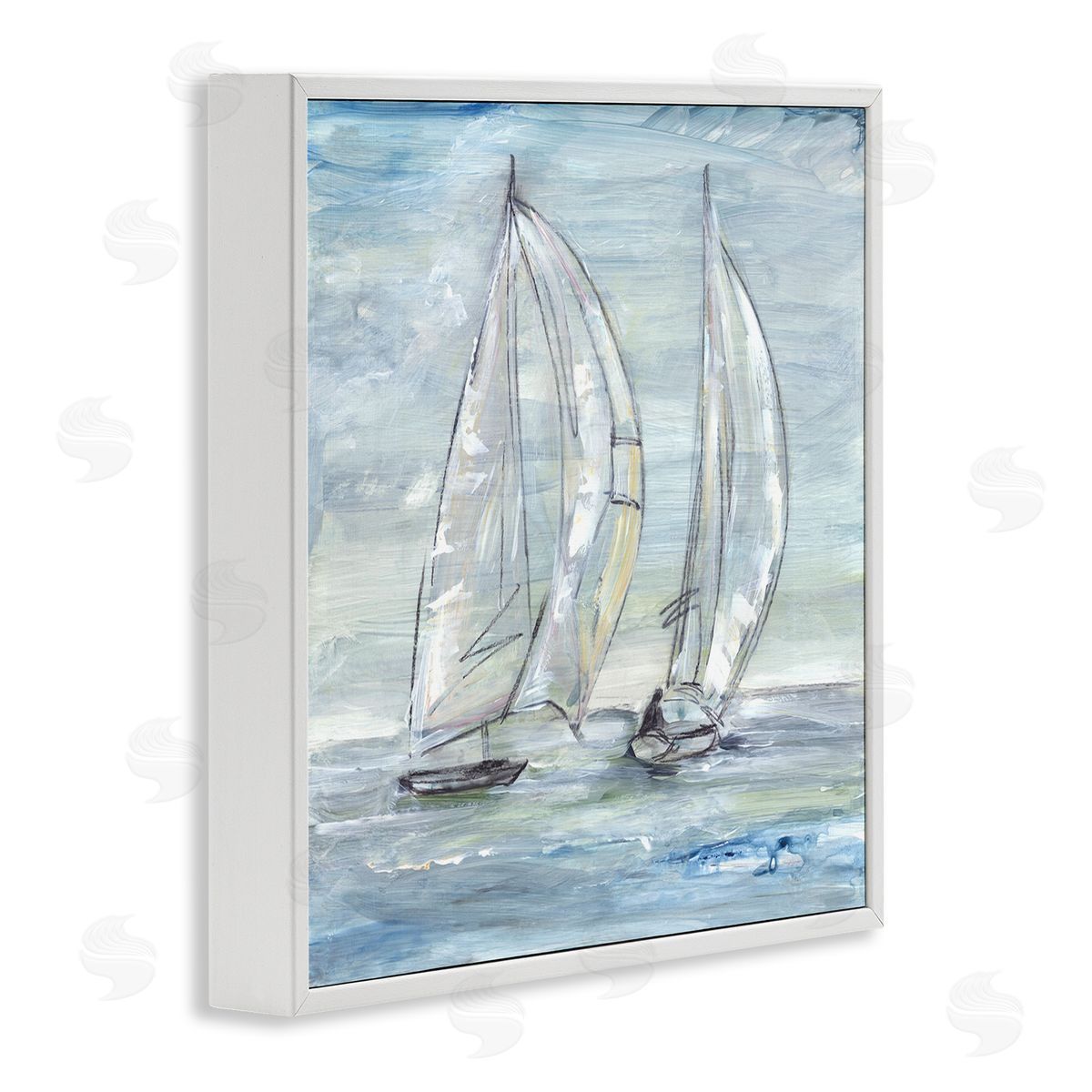 Lera Windswept Sailboat Duo White Framed Giclee Wall Art Print