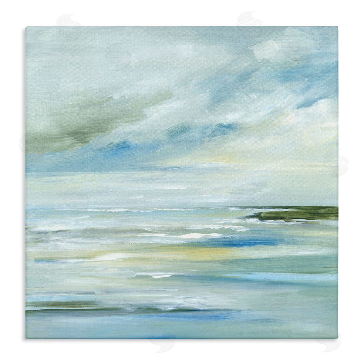 Lera Cloudy Blue Beach Impression Canvas Wall Art Print