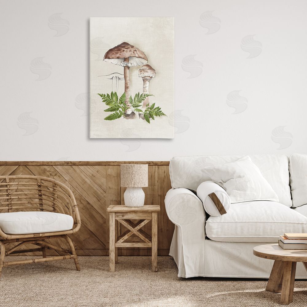 Eli Jones Mushroom & Ferns Sketch Canvas Wall Art Print in Room