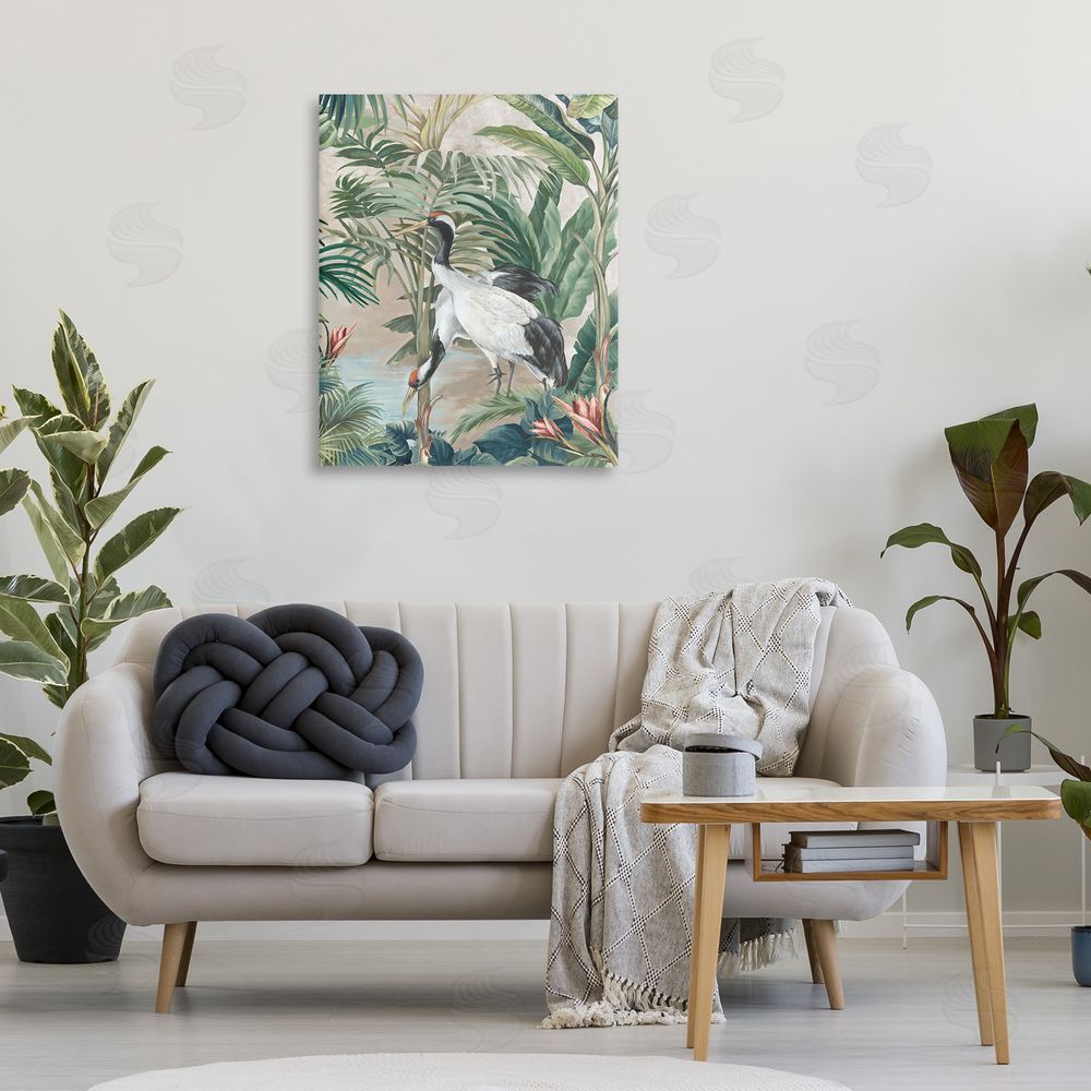 Eli Jones Tropical Oasis Cranes Canvas Wall Art Print in Room