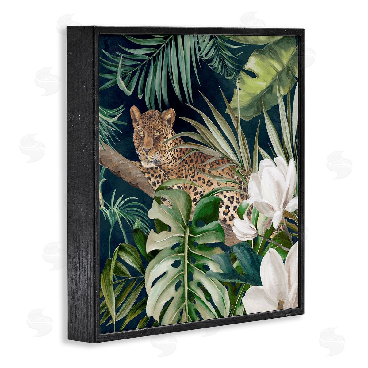 Eli Jones Tropical Jungle Leopard Black Framed Giclee Wall Art Print