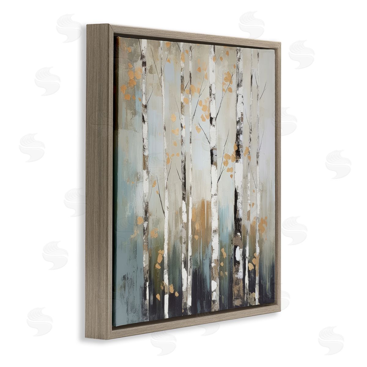 Irena Orlov Autumn Birch Impressions Brown Floating Frame Canvas Wall Art Print