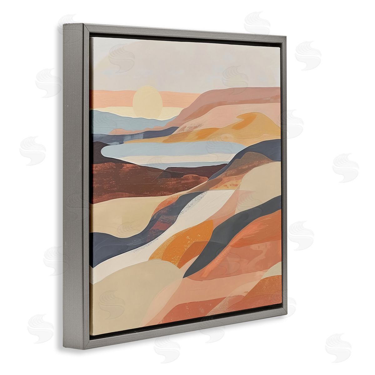 Irena Orlov Layered Canyon Hills Gray Floating Frame Canvas Wall Art Print