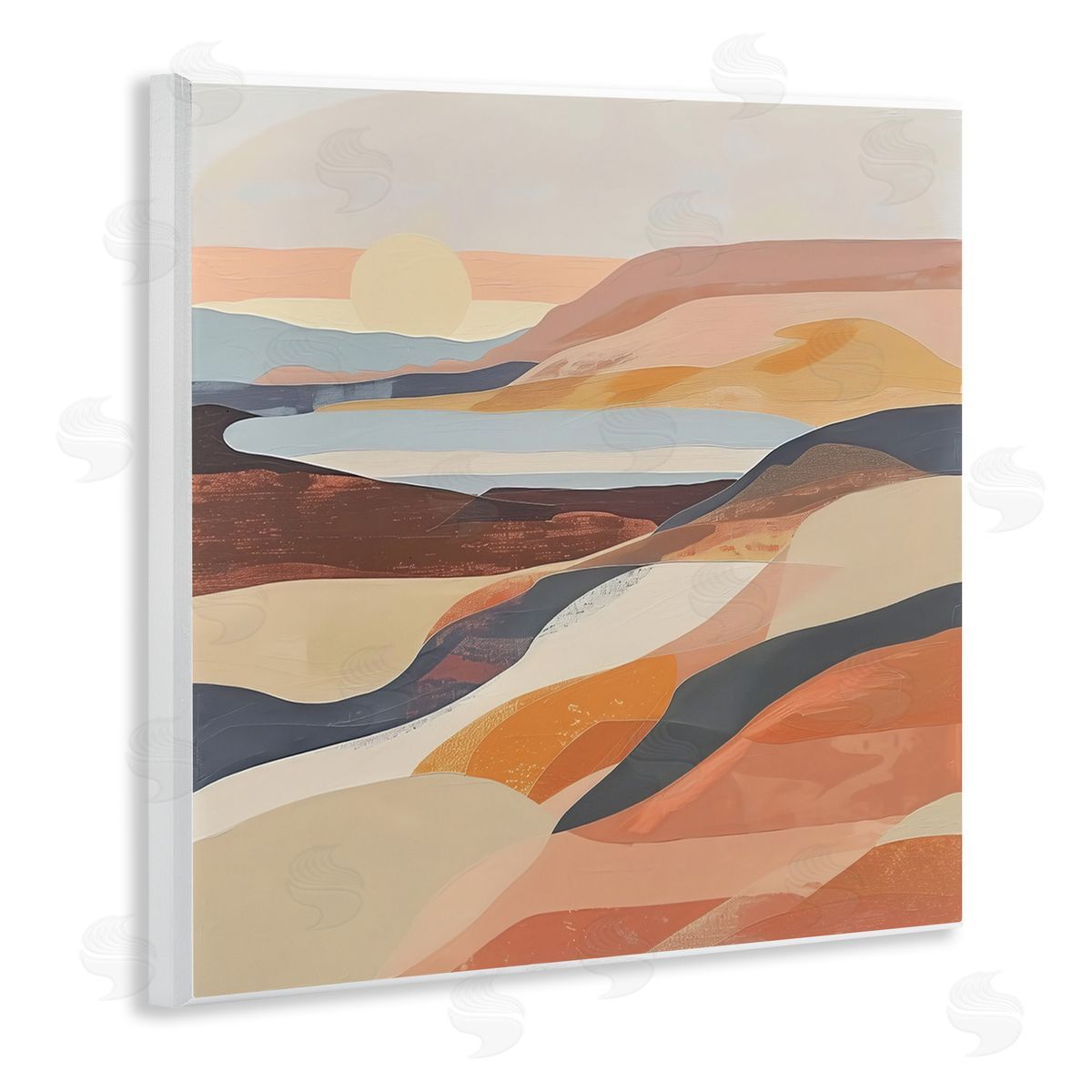 Irena Orlov Layered Canyon Hills Wooden Wall Plaque Art Print