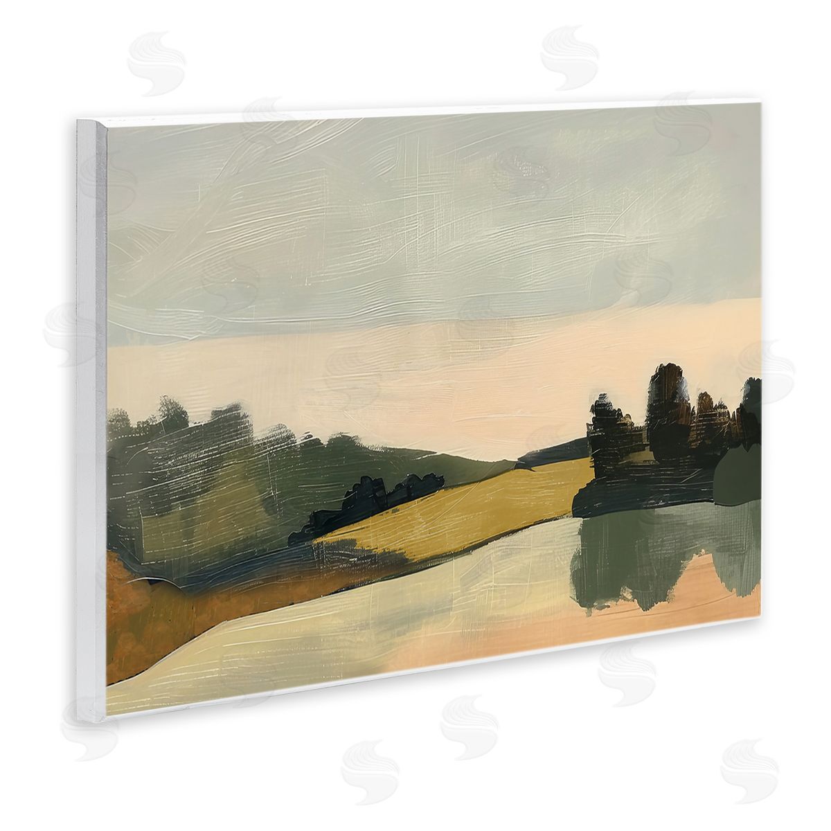 Irena Orlov Curving Green Hills Wooden Wall Plaque Art Print