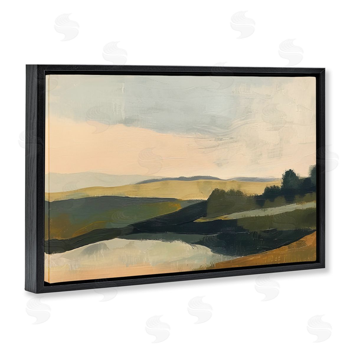 Irena Orlov Green Hills Painting Black Floating Frame Canvas Wall Art Print