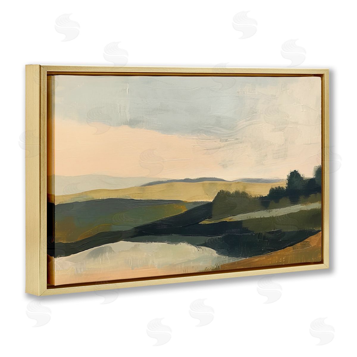 Irena Orlov Green Hills Painting Gold Floating Frame Canvas Wall Art Print