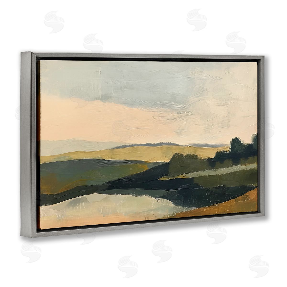 Irena Orlov Green Hills Painting Gray Floating Frame Canvas Wall Art Print