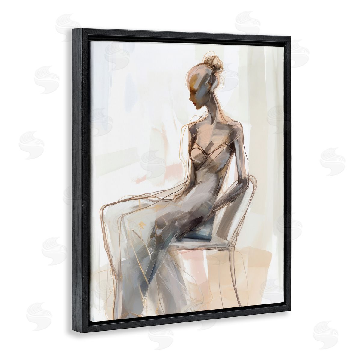 Irena Orlov Classy Figure Impression Black Floating Frame Canvas Wall Art Print
