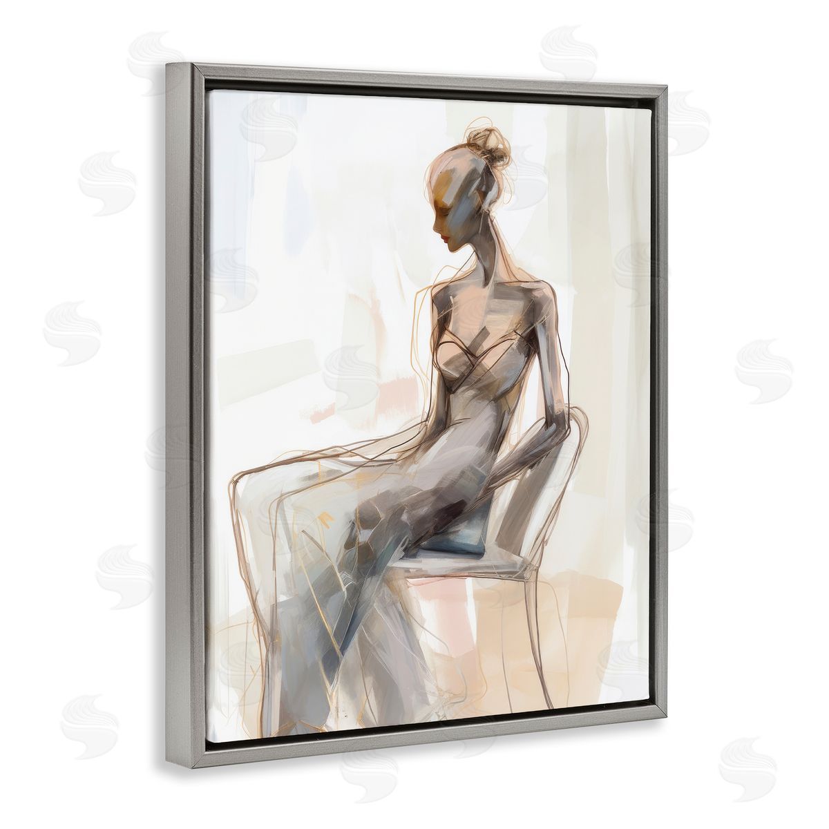 Irena Orlov Classy Figure Impression Gray Floating Frame Canvas Wall Art Print