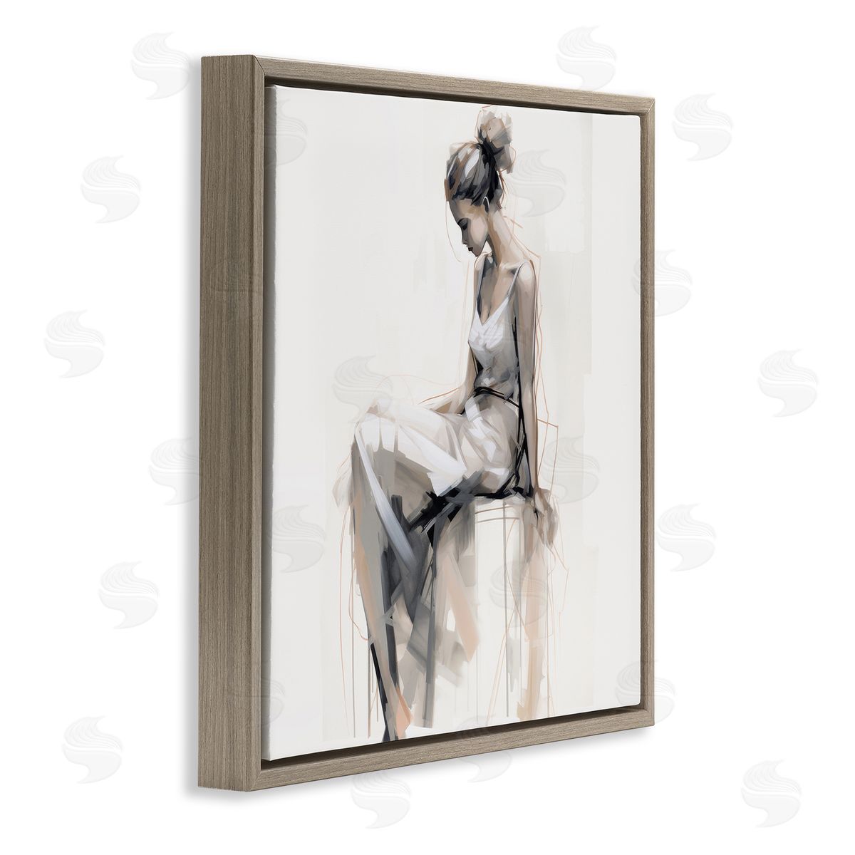 Irena Orlov Female Portrait Impression Brown Floating Frame Canvas Wall Art Print