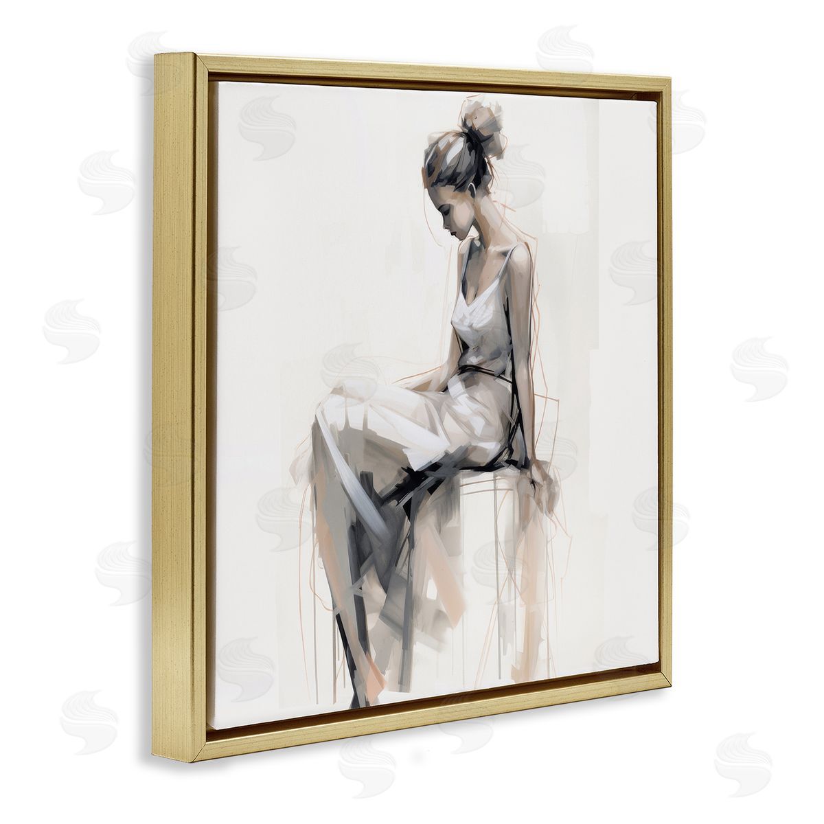 Irena Orlov Female Portrait Impression Gold Floating Frame Canvas Wall Art Print