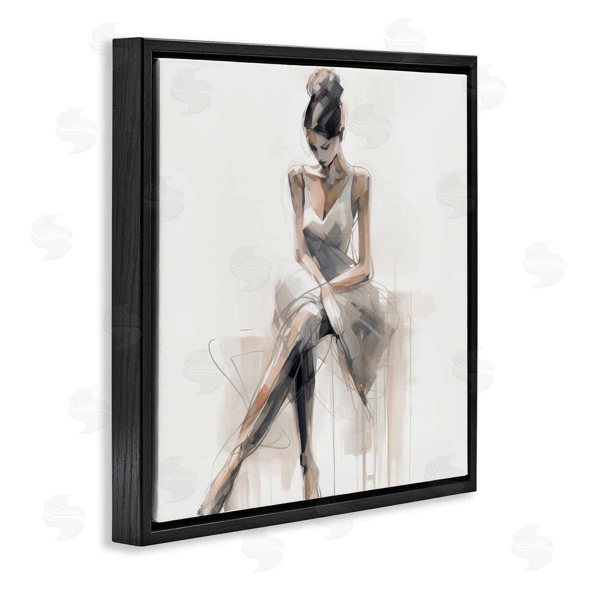Irena Orlov Female Sitting Portrait Black Floating Frame Canvas Wall Art Print