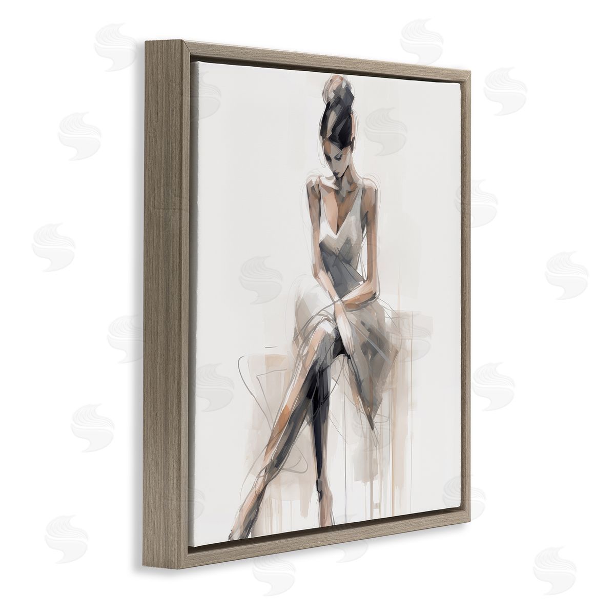 Irena Orlov Female Sitting Portrait Brown Floating Frame Canvas Wall Art Print