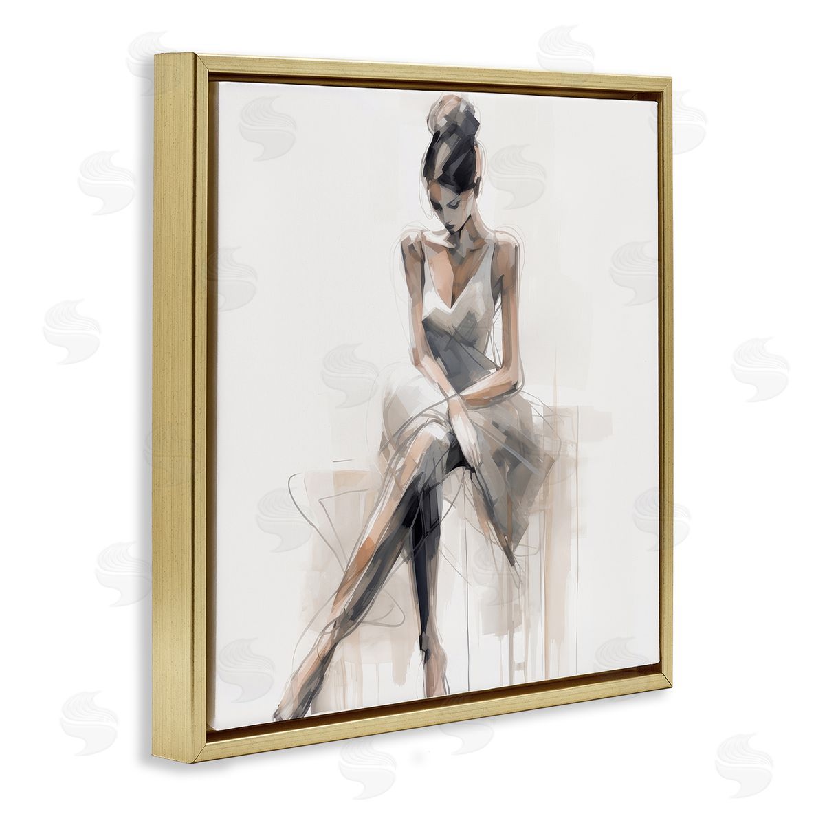 Irena Orlov Female Sitting Portrait Gold Floating Frame Canvas Wall Art Print