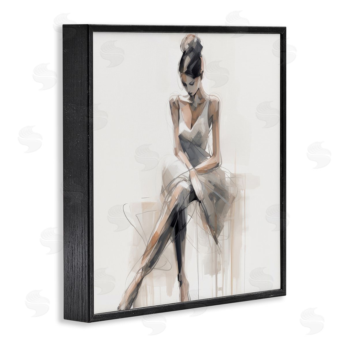 Irena Orlov Female Sitting Portrait Black Framed Giclee Wall Art Print