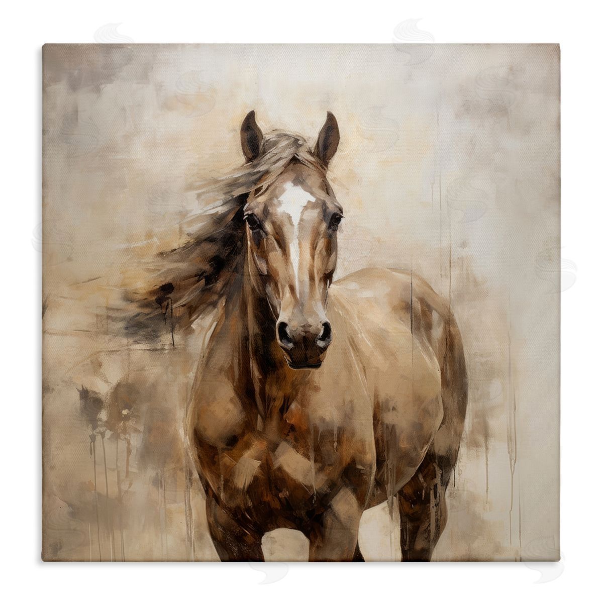 PI Creative Art Horse with Modern Drip Canvas Wall Art Print