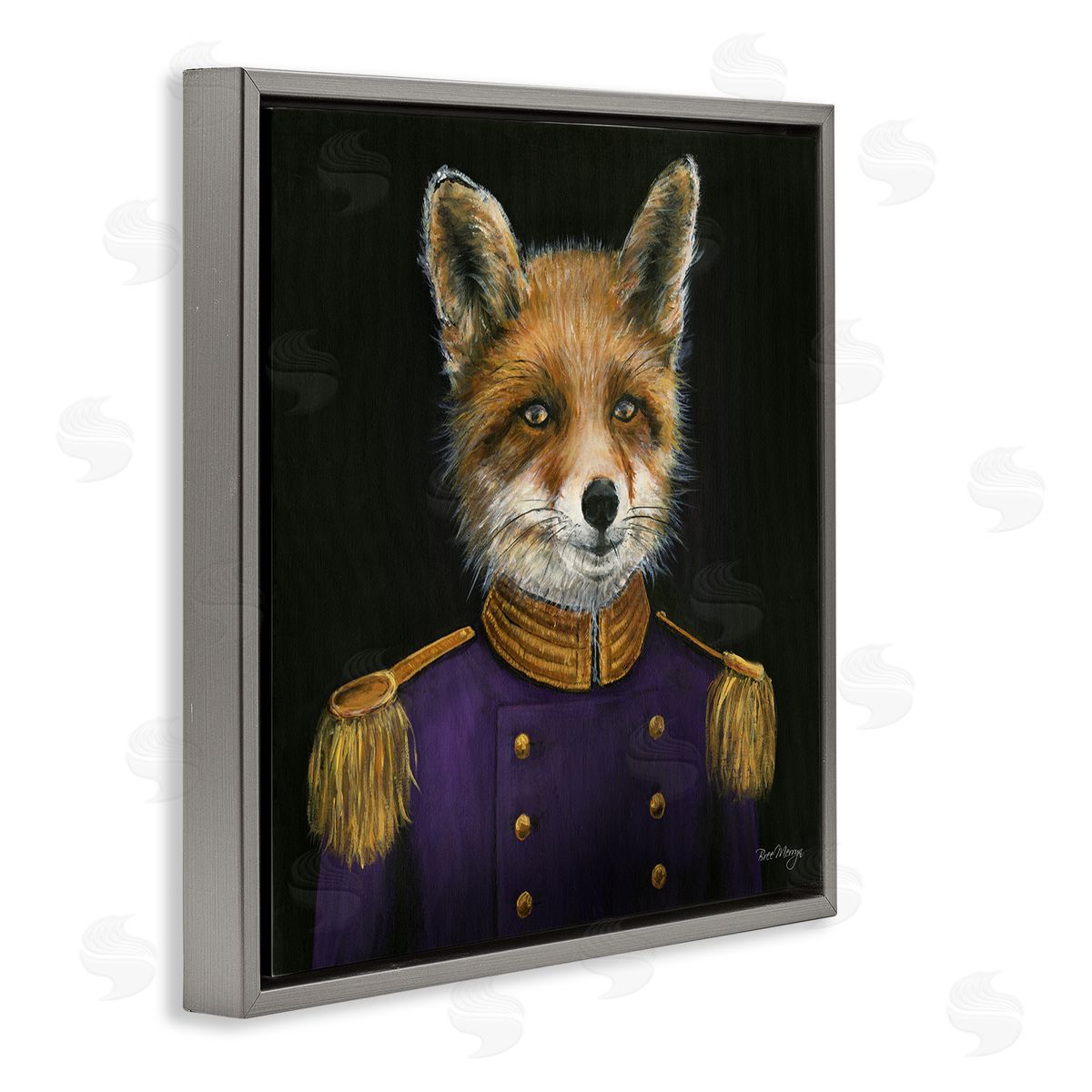 Bree Merryn Military Coat Fox Gray Floating Frame Canvas Wall Art Print