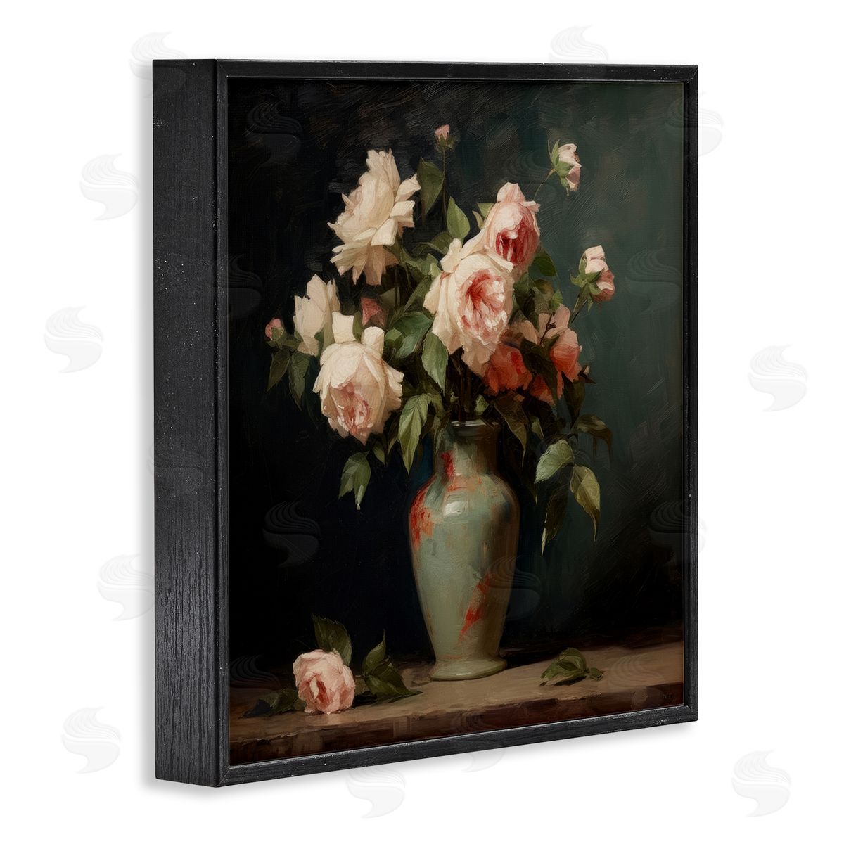 Lazar Studio Vintage Bunches in Vase Black Framed Giclee Wall Art Print