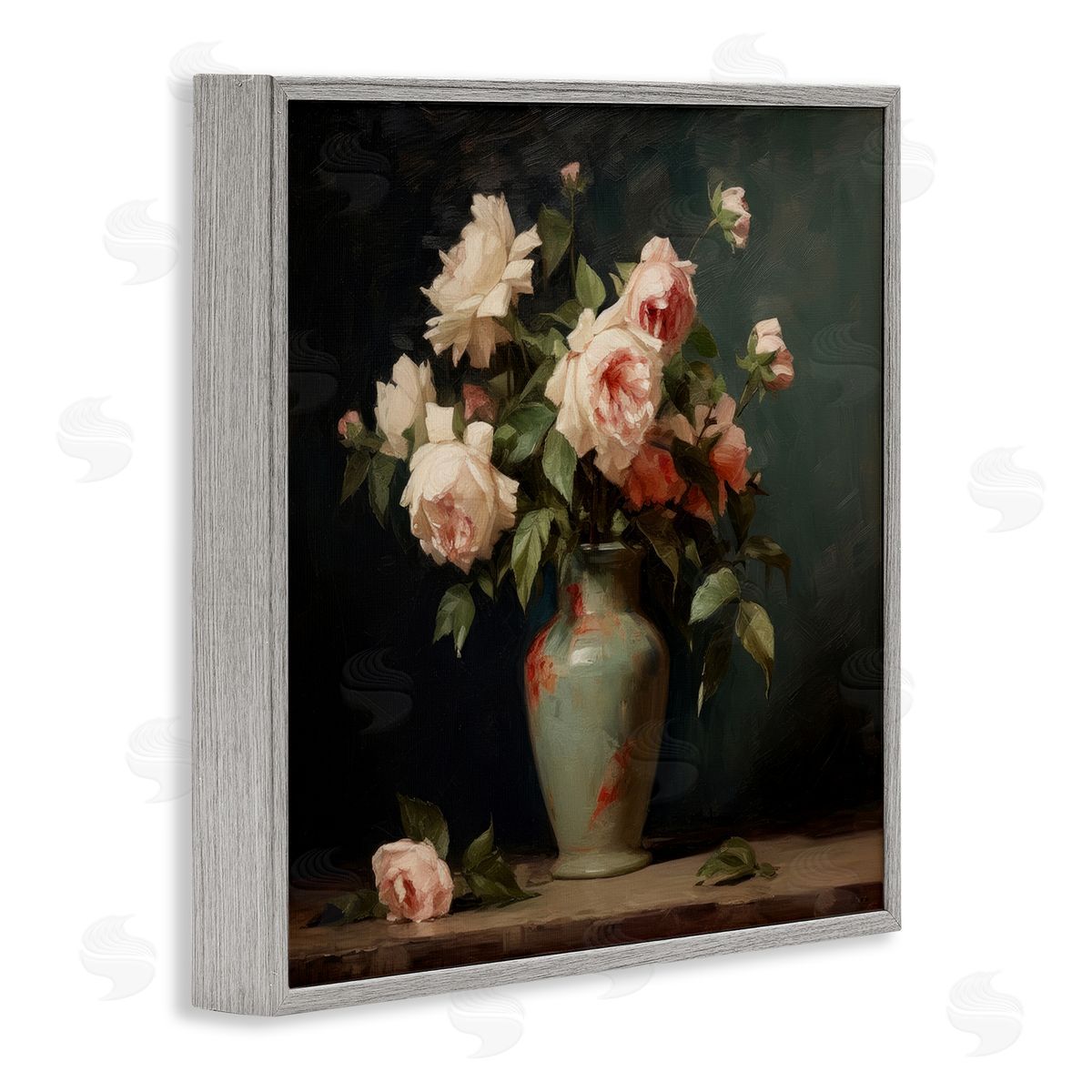 Lazar Studio Vintage Bunches in Vase Gray Framed Giclee Wall Art Print