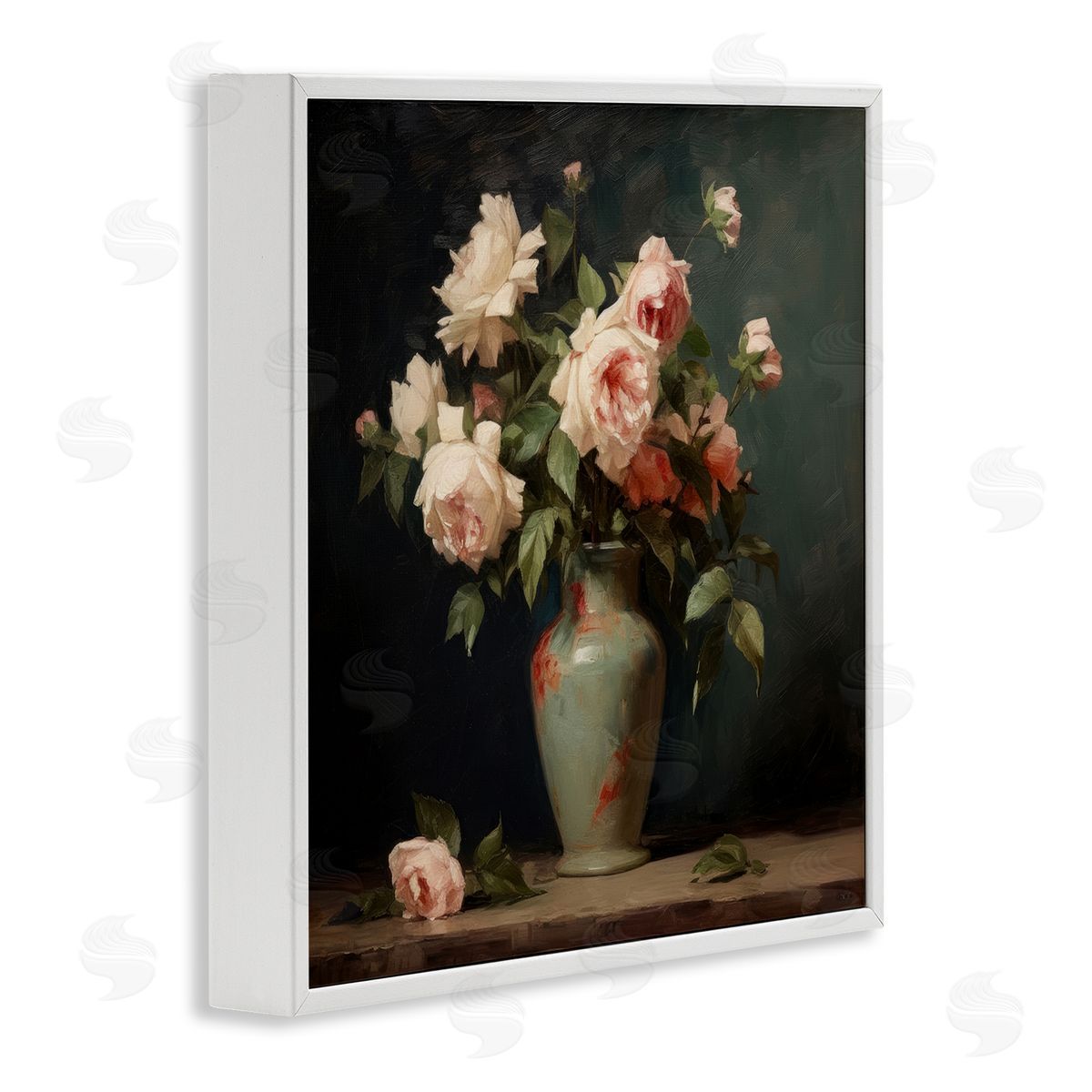 Lazar Studio Vintage Bunches in Vase White Framed Giclee Wall Art Print