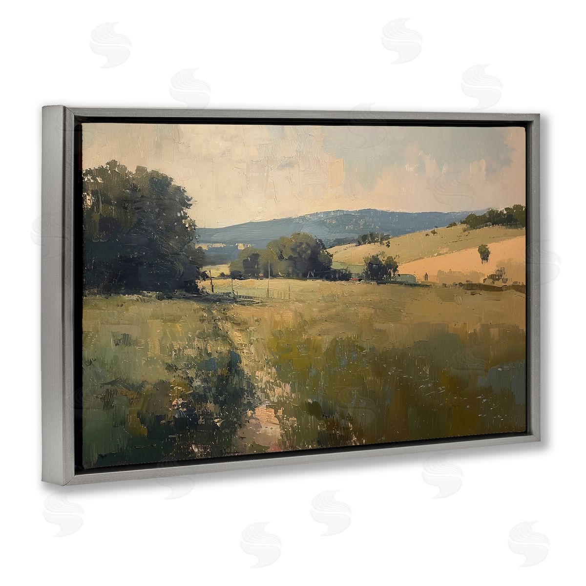 Lazar Studio Vast Country Landscape Gray Floating Frame Canvas Wall Art Print