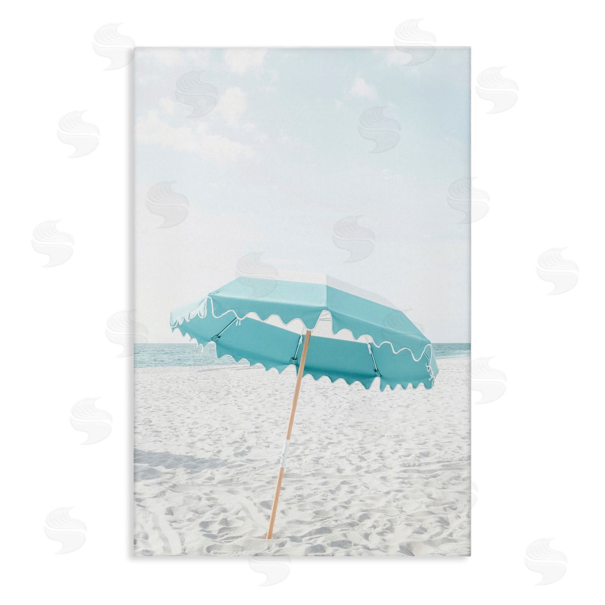 Elena Chukhlebova Lone Blue Beach Umbrella Canvas Wall Art Print