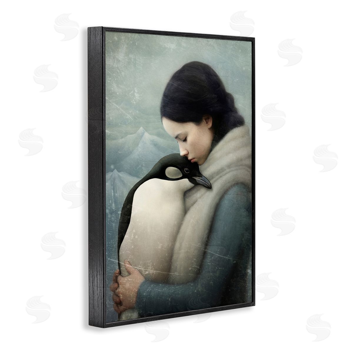 Paula Belle Flores Girl and Her Penguin Black Framed Giclee Wall Art Print