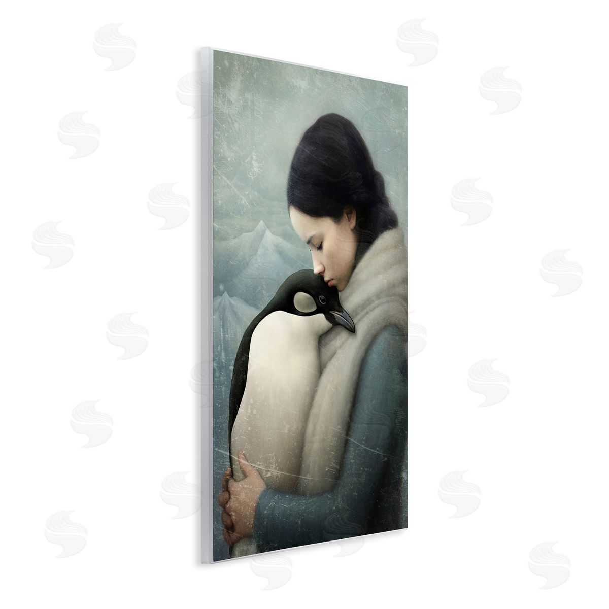 Paula Belle Flores Girl and Her Penguin Wooden Wall Plaque Art Print