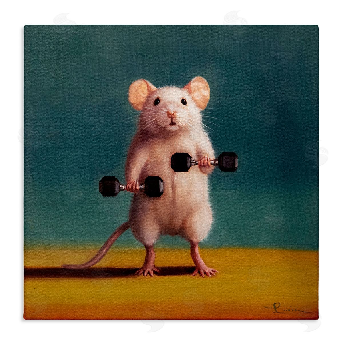 Lucia Heffernan Weight Lifting Mouse Canvas Wall Art Print