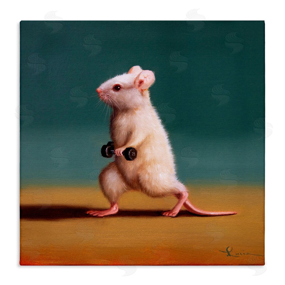 Lucia Heffernan Weight Exercising Mouse Canvas Wall Art Print